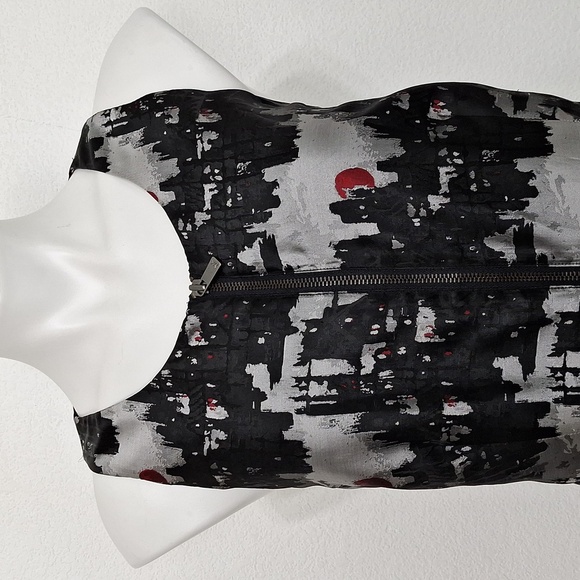 Michael Kors Preppy Black & Gray Abstract Cityscape Zip Front Designer Dress -14 - Picture 3 of 13